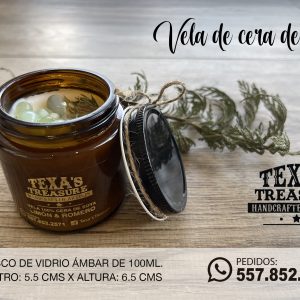 6-VELA DE CERA DE SOJA AMBAR LIMON Y ROMERO 100ML